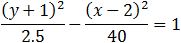 (y+1)^2/2.5-(x-2)^2/40=1