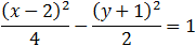 (x-2)^2/4-(y+1)^2/2=1